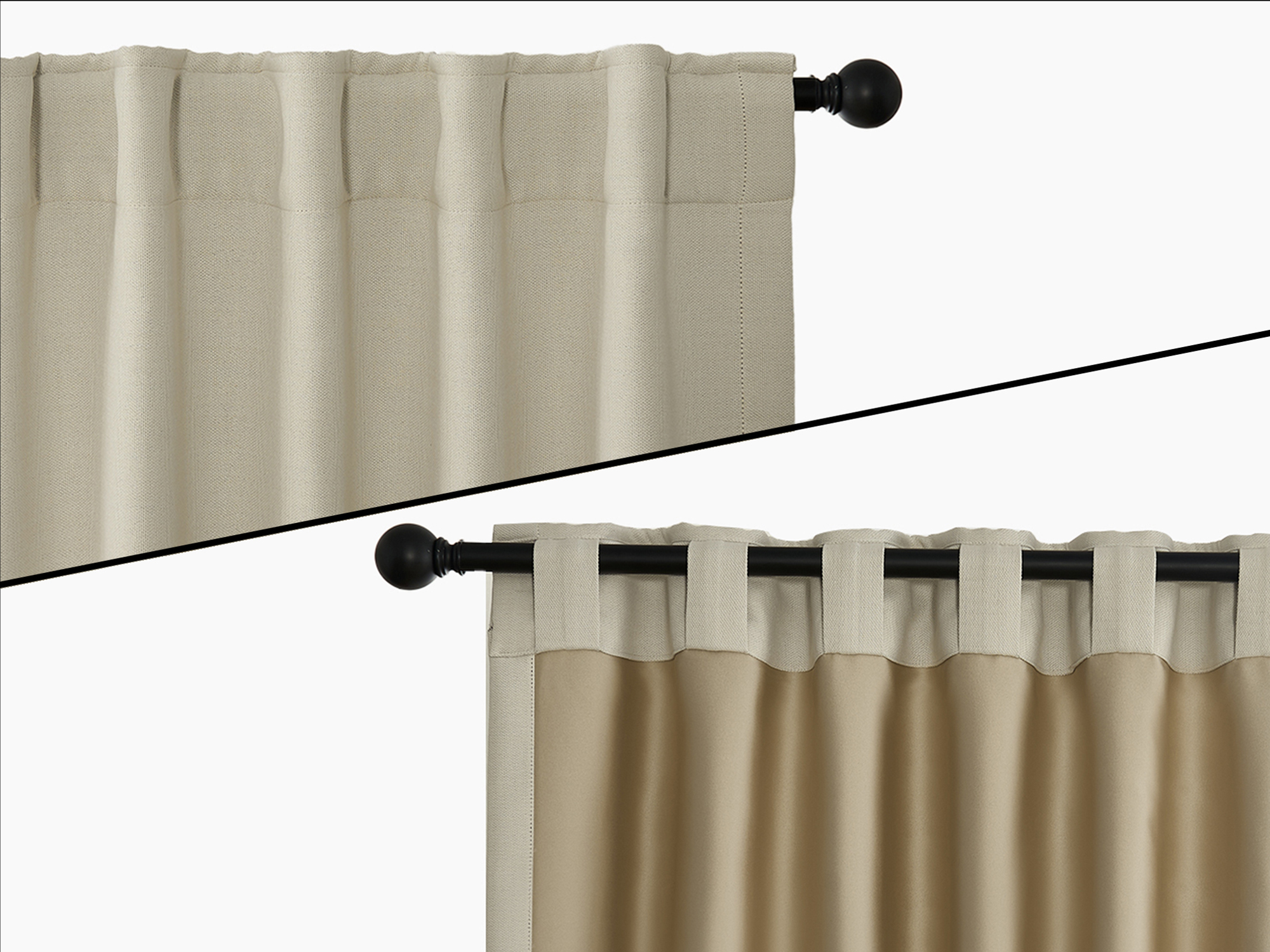 back tab curtains heading