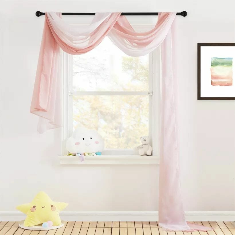 window scarf on curtain rod