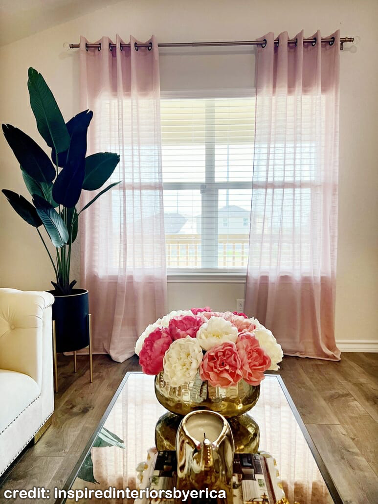 pink flowing fabrics sheer curtains