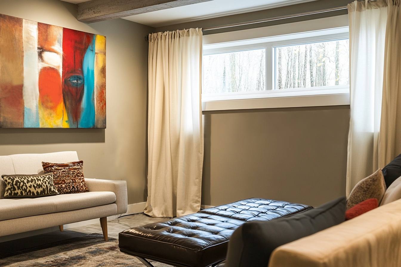 custom curtains enhance your basement